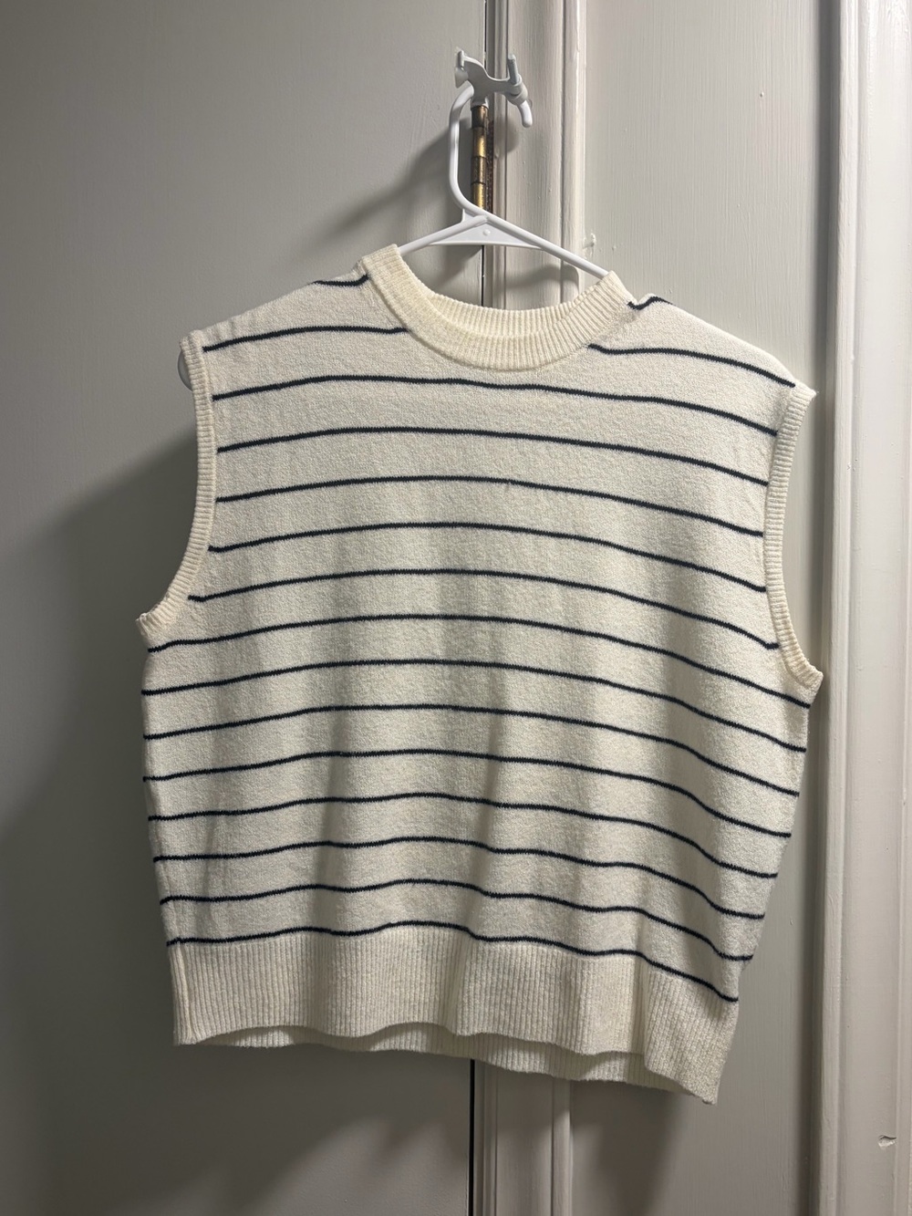 Universal Thread Cream Knit Sweater Shirt with Black Stripes